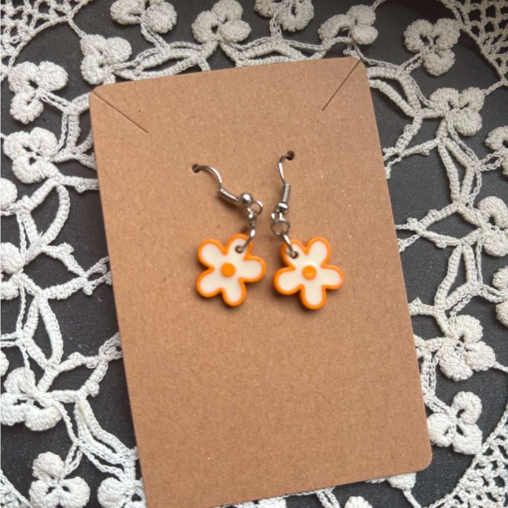 Orange Flower Earrings